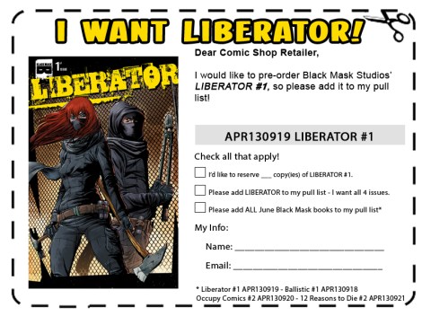 Liberator #1 Pre-order form : APR130919